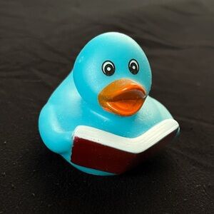 Blue Rubber Duck with Book